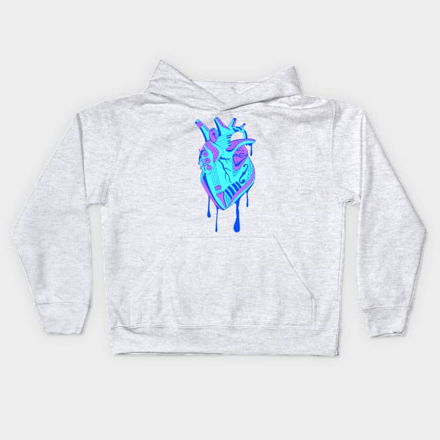 Blue Musical Heart Kids Hoodie by kenallouis